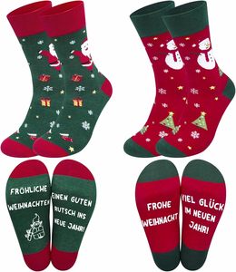 Chaussettes à motif de Noël pour hommes et femmes, en coton, polyester et élasthanne, tricotées jacquard, respirantes, pour un usage quotidien en hiver - Product Image 2