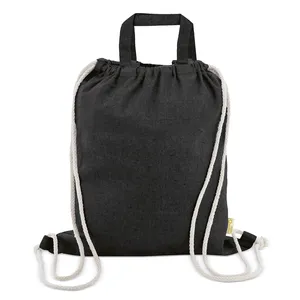 Zaino Convertibile Nero Sostenibile, Sacca Sportiva Promozionale con Cordoncino e Accessori - Product Image 1