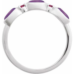 Stuller Accented 14KW Rose <b>Gold</b> Bezel <b>Set</b> <b>Ring</b> Fashionable Letter Shaped Amethyst Trendy Inlay with <b>Gold</b> Plating Gift - Product Image 2