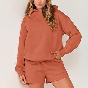 Conjunto de sudadera con capucha y pantalones cortos de Invierno para mujer, material de algodón 100%, servicio OEM - Product Image 5