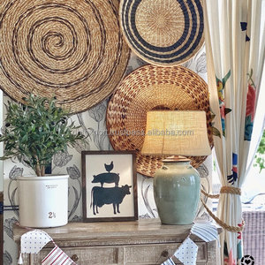 Paniers muraux en jonc de mer naturelle, décoration de la maison, assiettes du Vietnam, bol rond tissé pour la décoration - Product Image 3