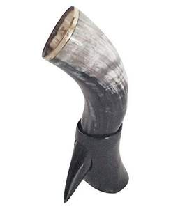 Trompeta de batalla de cuerno de guerra vikingo auténtico, artesanía de Metal ecológica con cuerno de buey y ágata, pieza decorativa de Navidad Natural - Product Image 3