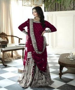 Ensembles simples en coton Anarkalikurta pour femmes filles vêtements pakistanais indiens avec costume Dupatta - Product Image 2