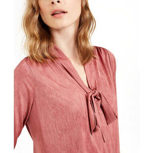 Top Casual Rosa da Donna Alfani con Scollo Incrociato, Colletto Plissettato con Laccetti, Taglia XL, in Cotone Lavorato a Maglia per la Stagione Primaverile - Product Image 3