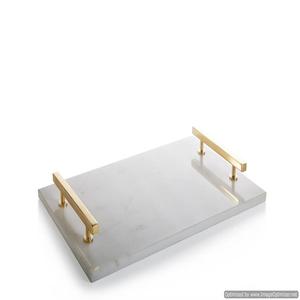 Plateau de service en verre pour décoration de table de mariage avec poignées en métal Plateaux de nourriture pour restaurant et hôtel à vendre - Product Image 4