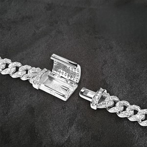 Sarva Jewels 925 Serling collar de joyería fina de plata Iced Out Hip Hop VVS Moissanite Diamond Miami cadena de eslabones cubanos para Unisex - Product Image 3