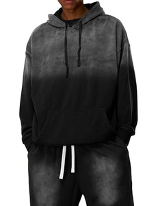 เสื้อฮู้ดดี้สกรีนลายสีดำเทาแบบฟอกสี เนื้อผ้าหนา 100% ผ้าฝ้ายฟลีซ สไตล์ลำลอง ไหล่ตก สตรีทแวร์ - Product Image 5