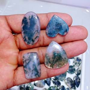 Pierre précieuse en agate mousse naturelle de qualité AAA+, cabochon en pierre précieuse en vrac, taille libre, matériau en quartz pour la fabrication de bijoux de guérison, pierre précieuse en gros - Product Image 2