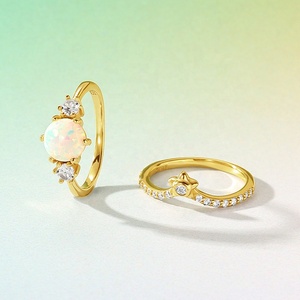 Nagosa novia boda joyería 18K oro vermeil 925 plata esterlina oro sólido rayo de esperanza redondo zirconia cúbica ópalo mujeres anillo - Product Image 6