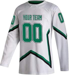 Jersey de hockey sobre hielo unisex, suéter deportivo cosidas con letras y números, ropa de práctica de poliéster 100% ecológica - Product Image 2