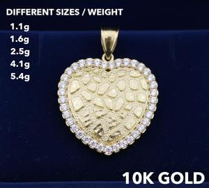 Dije de Corazón de Oro de 10 Quilates, Dije de Corazón Pequeño con Corte de Diamante, Dije de Corazón Pequeño, Dije de Corazón de Oro Real, Dije de Corazón en Forma de Pepita - Product Image 2