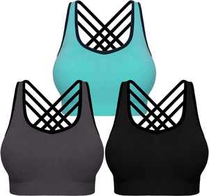 Soutien-gorge de sport de yoga à séchage rapide et à maintien élevé pour femmes, avec logo sur le devant - Entraînement en salle de sport, remise en forme - Product Image 3