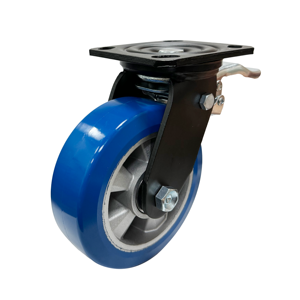 Roulette de frein pivotante à roulement à billes PU bleu robuste de 6 pouces - Product Image 1