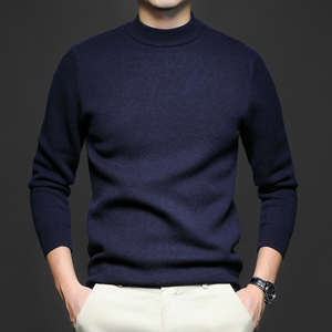 Suéter de Cuello Redondo Beige Sólido para Hombre, de Alta Demanda, para Invierno, con Impresión Digital y Bordado, Material de Poliéster/Algodón - Product Image 5