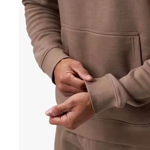 High Quality <b>100</b>% Cotton Distressed Solid Pattern Jogger Set Eco-friendly Winter Hoodie Sweatpants Applique Plus Size Tracksuits - Product Image 6