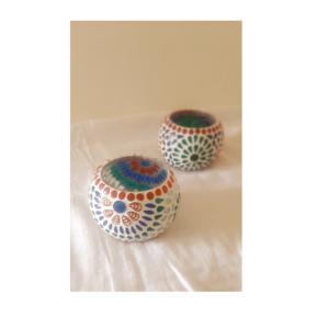 Portavelas de vidrio de mosaico de diseño único votivo para decoración de balcón diseño elegante portavelas hecho a mano votivo para Navidad - Product Image 5