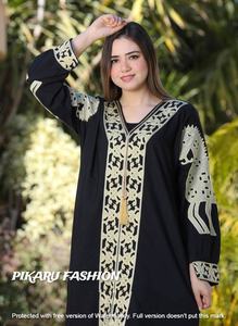 Robe longue brodée islamique de haute qualité, manches longues, motif Floral, à la mode, robes de soirée - Product Image 2