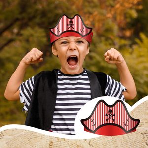 Chapeau de <span class=keywords><strong>pirate</strong></span> drôle Accessoires de fête de <span class=keywords><strong>pirate</strong></span> Casquette de costume en papier pour enfants Chapeau en papier de cosplay <span class=keywords><strong>des</strong></span> Caraïbes pour Halloween - Product Image 4