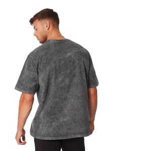 Elegante alta calidad transpirable personalizado Casual en blanco manga corta de gran tamaño 100% algodón con diamantes de imitación ácido lavado camiseta hombres - Product Image 2