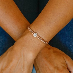 สร้อยข้อมือเพชรแท้18K สร้อยข้อมือเพชรสุดหรูสร้อยข้อมือทองขอบเหลี่ยมสร้อยข้อมือทรงไข่ทรงเหลี่ยมสไตล์คิวบาขายส่ง - Product Image 6