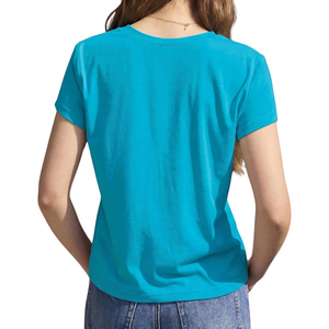 <b>Women</b> <b>V</b>-<b>Neck</b> Breathable Embroidery <b>T</b>-<b>Shirt</b> 100% Cotton Jersey Short Sleeve Plain Solid Color Plus Size Casual Summer Top - Product Image 2