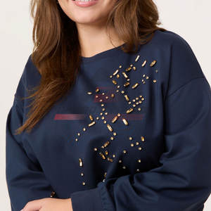 Sudadera con diamantes de imitación y logotipo personalizado superventas sudadera con diamantes de imitación y logotipo personalizado de alta calidad para mujer - Product Image 4