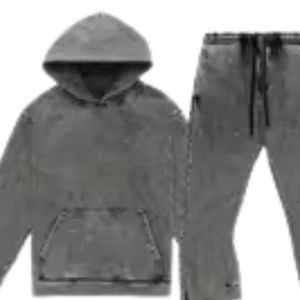 <b>Grey</b> Acid Washed Hoodie Tracksuit <b>Men</b> Fleece Pullover <b>Sweatshirt</b> Jogger Pants Set Casual Streetwear Winter Sports Outfit - Product Image 5