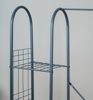 Porte-vêtements moderne en métal avec étagères de rangement, armoire autoportante pour entrée, organisateur de hall d'entrée, porte-chaussures ouvert pour chambre et sacs
