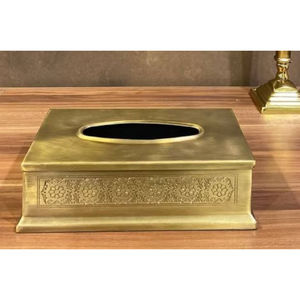 Caja de pañuelos de mesa Rectangular de diseño Vintage servilletero caja de pañuelos de Color dorado de Metal de calidad creativa servilletero a la venta - Product Image 1