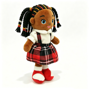 Muñeca de peluche negra personalizada con cabello trenzado, linda muñeca afroamericana de peluche para niñas, muñeca de trapo suave de diversidad étnica. - Product Image 2
