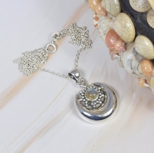 Labradorite-Pendentif en argent sterling 925 avec chaîne, forme ronde, bijou fait main, cadeau pour filles - Product Image 4