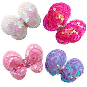 Confezione da 4 fiocchi per capelli con design a farfalla scintillante e giarrettiera, accessori eleganti per acconciature - Product Image 1