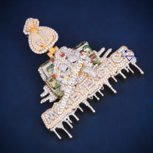 พบกับสไตล์สุดเพอร์เฟกต์และความหรูหราใน925ของเราจี้เพชรโมอิสเงินประดับเพชรแบบฮิปฮอปที่ทำขึ้นเพื่อความชัดเจน - Product Image 2