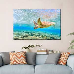 Elegante arte de pared azul océano - Póster impreso en lienzo, 1P: estirado sobre lienzo - Product Image 1