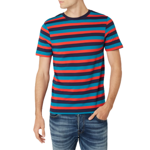 เสื้อยืดลำลองสำหรับผู้ชายผ้าถักลายทางผ้าฝ้าย100% 220กรัมย้อมธรรมดาแบบปกติ - Product Image 2