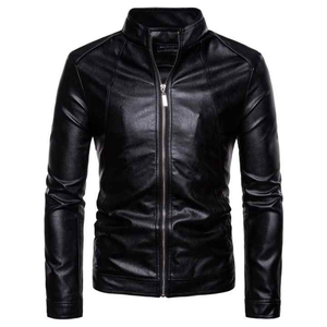 Veste bomber imperméable coupe ajustée rembourrée en cuir PU à col montant avec logo personnalisé en gros pour hommes, nouvelle collection 2025 - Product Image 6