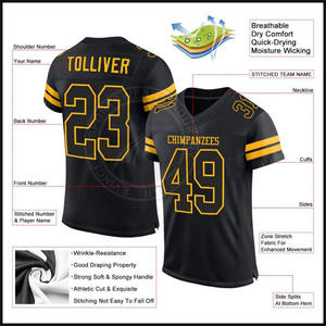 Maillots de football américain sur mesure à manches courtes, nouvelle conception, taille plus - Product Image 2