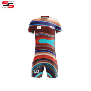 ชุดเสื้อและกางเกงฟุตบอลสั่งทำขายส่งสำหรับผู้ชาย พิมพ์ลายด้วยความร้อน โพลีเอสเตอร์ 100% กันน้ำ น้ำหนักเบา ระบายอากาศได้ดี - Product Image 6