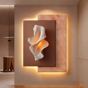 2025 minimalista negro-Blanco-gris LED luz lienzo Fondo porche pared pintura tridimensional sentido sala de estar decorativa - Product Image 4