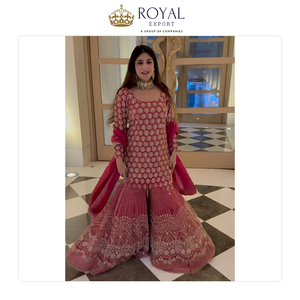 Meilleure collection de vêtements de style indien pour les fêtes, collection de designers de vêtements en faux georgette avec broderie de sequins, costume Sharara - Product Image 4