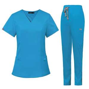 Conjunto médico superior de uniforme de enfermera de hospital OEM para mujer en tela tejida - Product Image 2