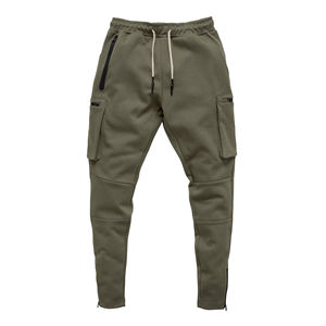Pantalones de chándal ligeros para hombre, estilo casual, para entrenamiento, de algodón, tipo cargo, para correr, antiarrugas, teñido liso, corte ajustado. - Product Image 6