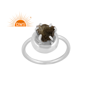 Anillo apilable de piedras preciosas de moldavita rugosa Natural de Plata de Ley 925 fina más vendido, fabricante de joyería personalizada - Product Image 1