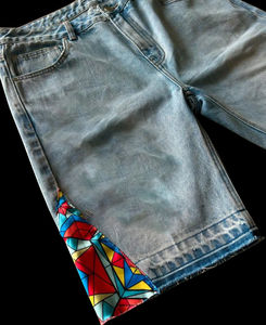 Custom Distressed Embroidery Denim Shorts <b>Men</b> Acid Wash Baggy Jorts High Quality Ripped Quick Dry OEM Summer <b>Elastic</b> <b>Waist</b> - Product Image 3