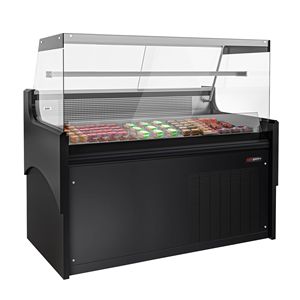 Meuble de service sur comptoir - 1580x975mm - façade noire - avec étagère en verre trempé - plan de travail en marbre - capacité 140 litres - Product Image 3