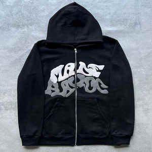 Sudadera con capucha personalizada de alta calidad para hombre, estampado de soplo con cremallera, ropa OEM de buena calidad para invierno, diseño tejido anticontracción - Product Image 4