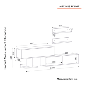 Turkiye Best Seller's Exclusive Luxury Maximus <b>TV</b> Unit Modern <b>White</b>-Sapphire Wooden Chipboard for Living Room or Home Office - Product Image 4