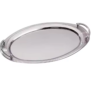 Bandeja de servicio de aluminio y metal moderna Forma redonda acabada en color plateado para restaurante de hotel en casa - Product Image 3