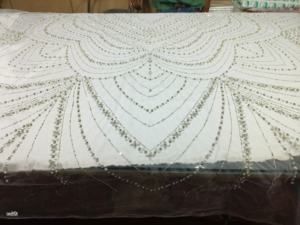 Tela de Encaje Bordada con Cuentas Pesadas Hecha a Mano de Lujo para Vestidos de Novia y de Noche - Product Image 6