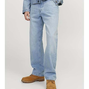 Jeans de Mezclilla Azul Claro de Pierna Recta, Cintura Alta, Corte Regular, Algodón Lavado, Estilo Casual para Hombre, Primavera 2026 - Product Image 5